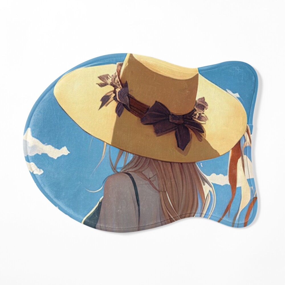 Anime girl with a straw hat in a sunflower field Tote Bag for