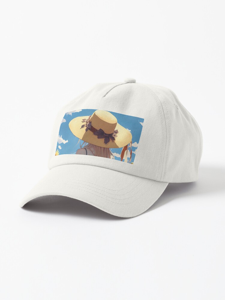 Anime girl with a straw hat in a sunflower field Tote Bag for