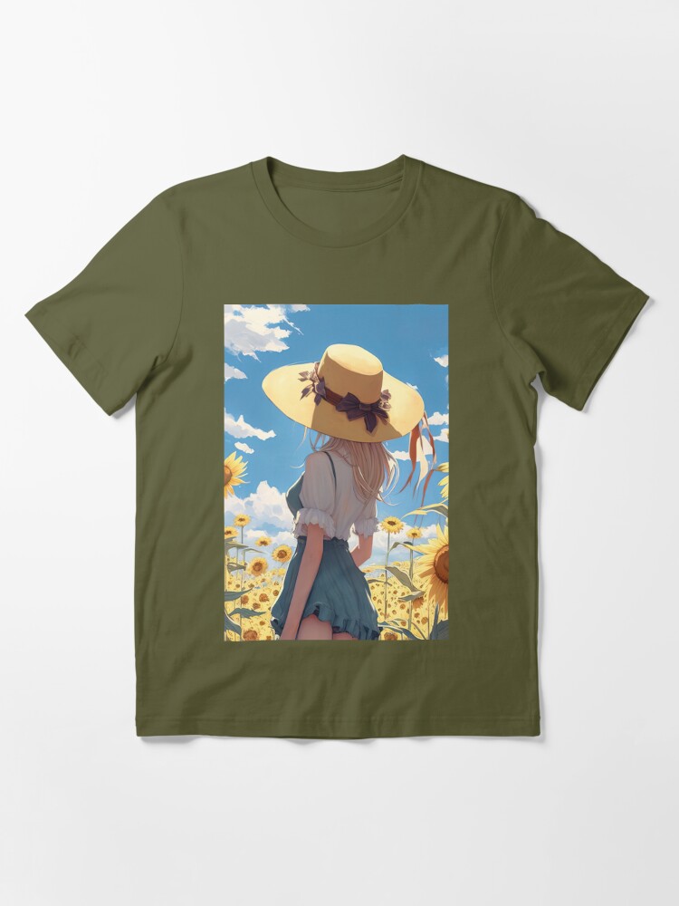 Anime girl with a straw hat in a sunflower field Poster for Sale by Remco  Kouw