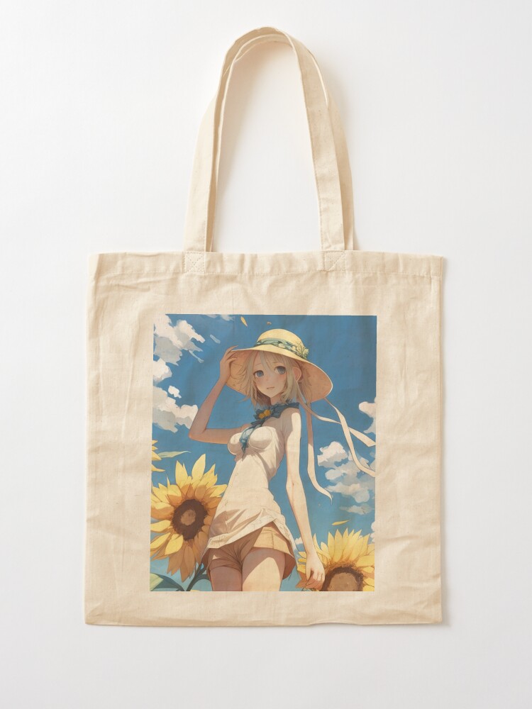 Anime girl with a straw hat in a sunflower field Poster for Sale by Remco  Kouw