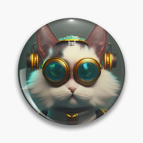 Item preview, white steampunk armored cat portrait wearing glasses  designed and sold by vishalraifx.
