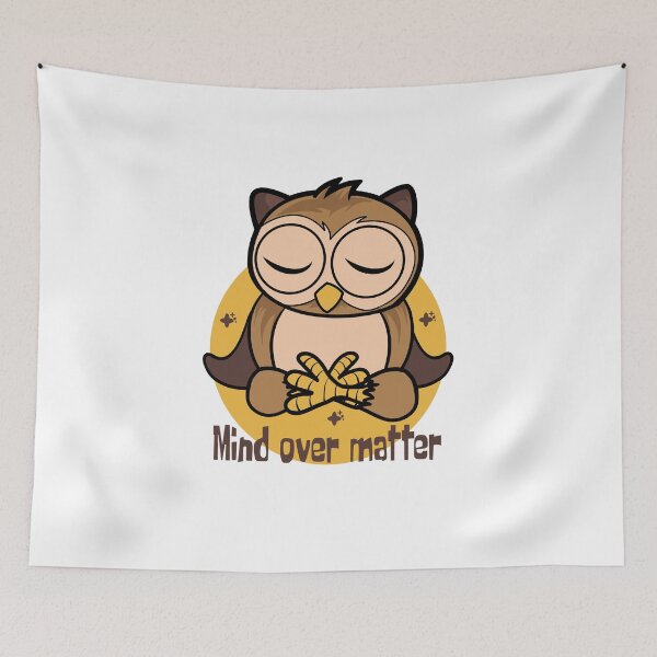 Item preview, Mind over matter Kawaii funny owl doing yoga brown designed and sold by Awesome 4 all.