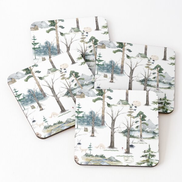 Item preview, Fox and Floral Watercolor, Artic Fox Animal, Cute White Foxes Winter Woodland Landscape   designed and sold by Flowerartlovers.