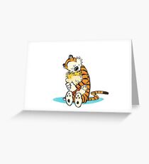 Calvin and Hobbes-Hugging Greeting Card