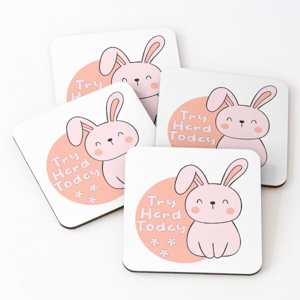 Item preview, Try hard today Kawaii cute funny bunny pink designed and sold by Awesome 4 all.