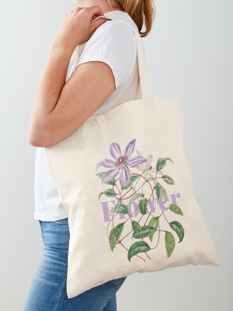 New Jersey State Flower Purple Violet Souvenir 12 oz Canvas Tote Bag