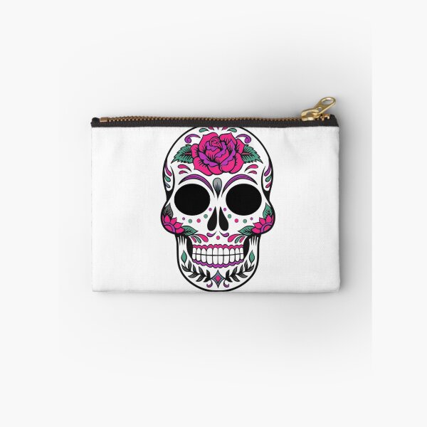 Aperçu de l'œuvre Visage de crâne avec des fleurs roses créée et vendue par UniqueeStore.