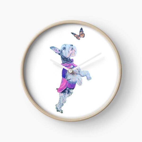 Schnauzer w/ Butterfly Clock
