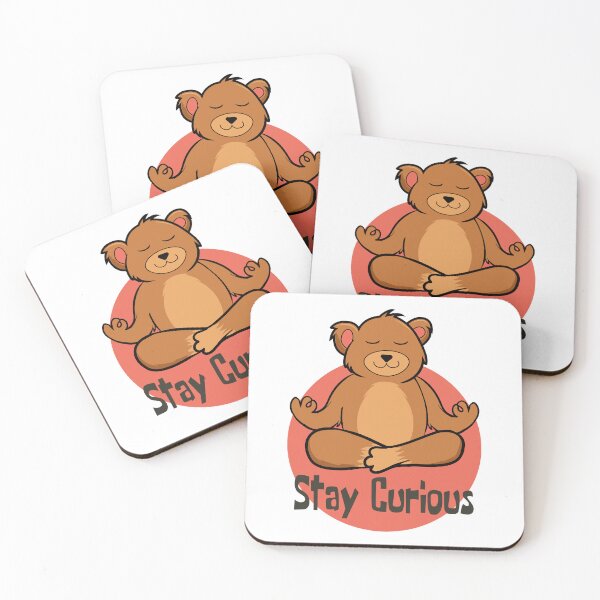 Item preview, Stay curious Kawaii funny brown bear doing yoga designed and sold by Awesome 4 all.