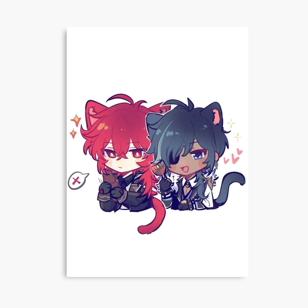 Genshin Impact Diluc & Kaeya Catboy Diluc Catboy Kaeya Genshin Impact  Fanart Kaeluc Diluc x Kaeya Genshin Merch