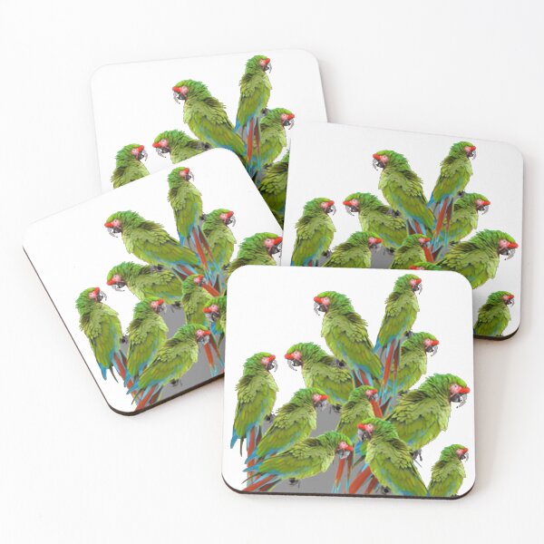Item preview, TROPICAL GREEN MACAWS FAMILY PATTERNS WHITE ART designed and sold by sharlesart.