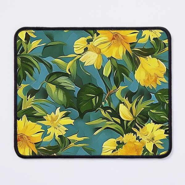 Item preview, Van Gogh Style Yellow Lily Flowers with Blue Green Background Pattern designed and sold by sunflowerlight.