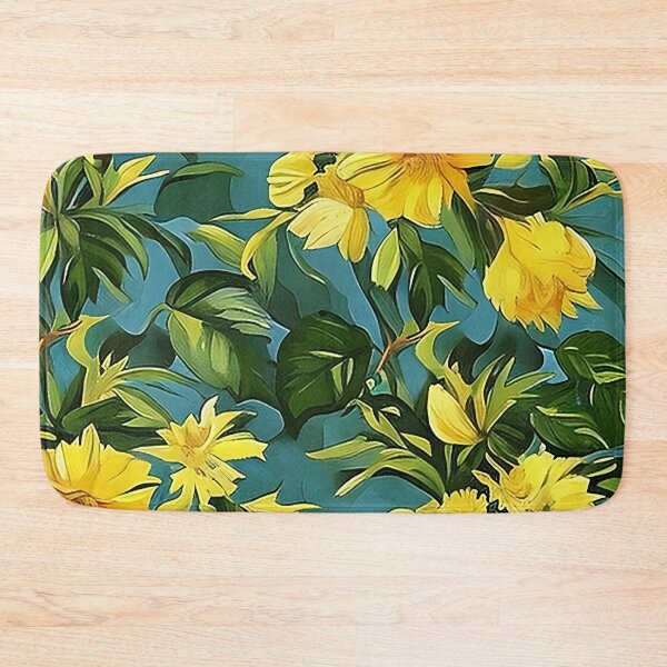 Item preview, Van Gogh Style Yellow Lily Flowers with Blue Green Background Pattern designed and sold by sunflowerlight.