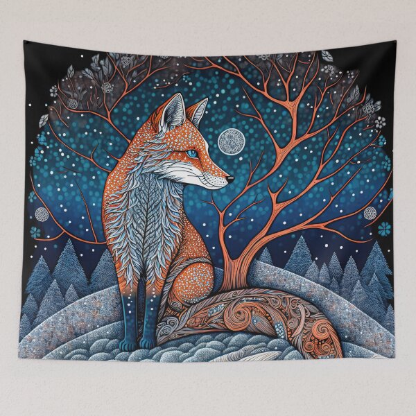 Item preview, Winter Fox Zentangle with Tree designed and sold by Staibshine.