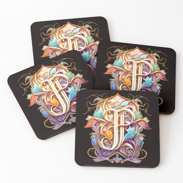 Item preview, Art Font Letter P: Art Nouveau Style, Unique and Colorful designed and sold by factory88.