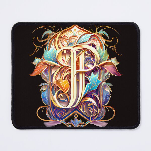 Item preview, Art Font Letter P: Art Nouveau Style, Unique and Colorful designed and sold by factory88.