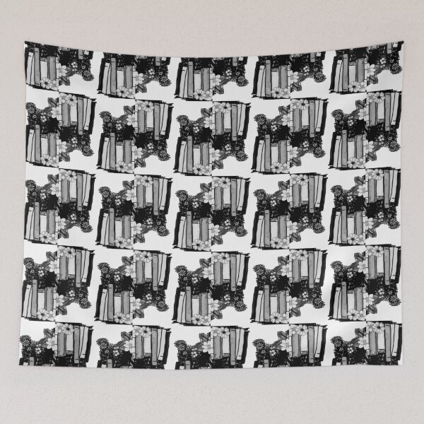 Item preview, Black and White Book Pattern Mirror Images designed and sold by India2022.