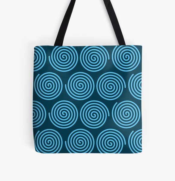 Turquoise Spiral All Over Print Tote Bag
