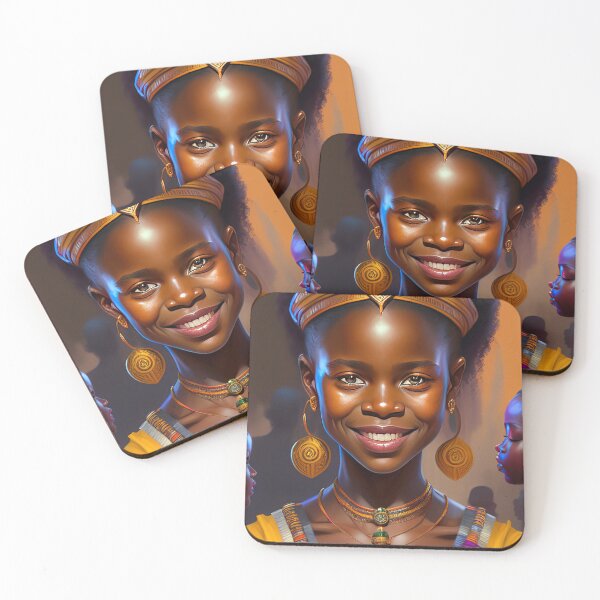 Item preview, Smiling young African girl in colorful attire print #1 designed and sold by KOZIDESIGNS.