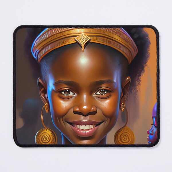 Item preview, Smiling young African girl in colorful attire print #1 designed and sold by KOZIDESIGNS.