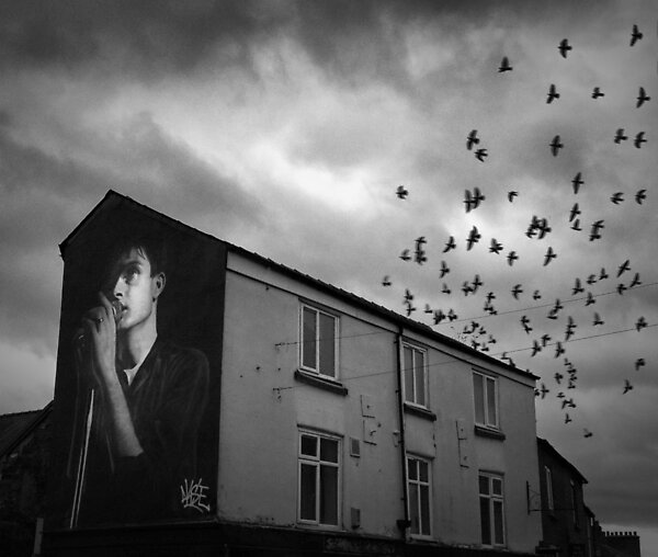 Ian Curtis mural photo Mill St Macclesfield UK