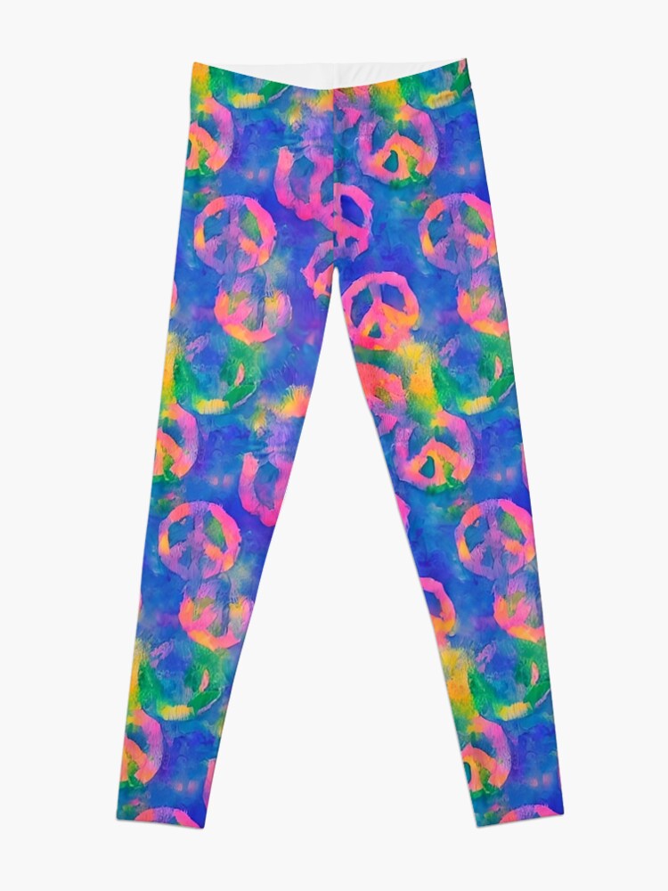 Alternate view of Watercolor Peace Signs Leggings
