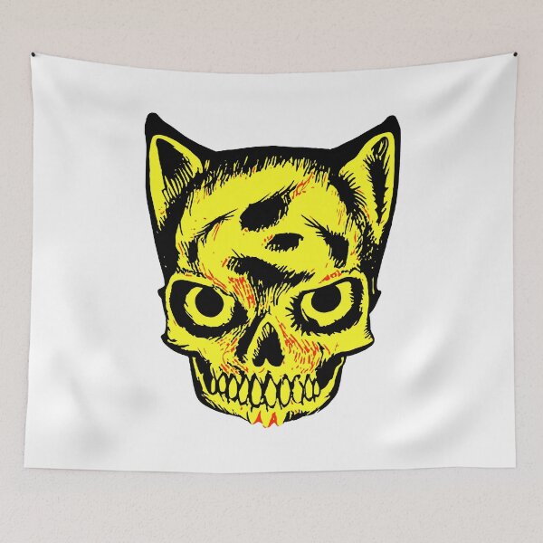Item preview, Yellow cat skull king pet cemetery classic kitty design evil cute cat happy death designed and sold by Tyler Tilley.