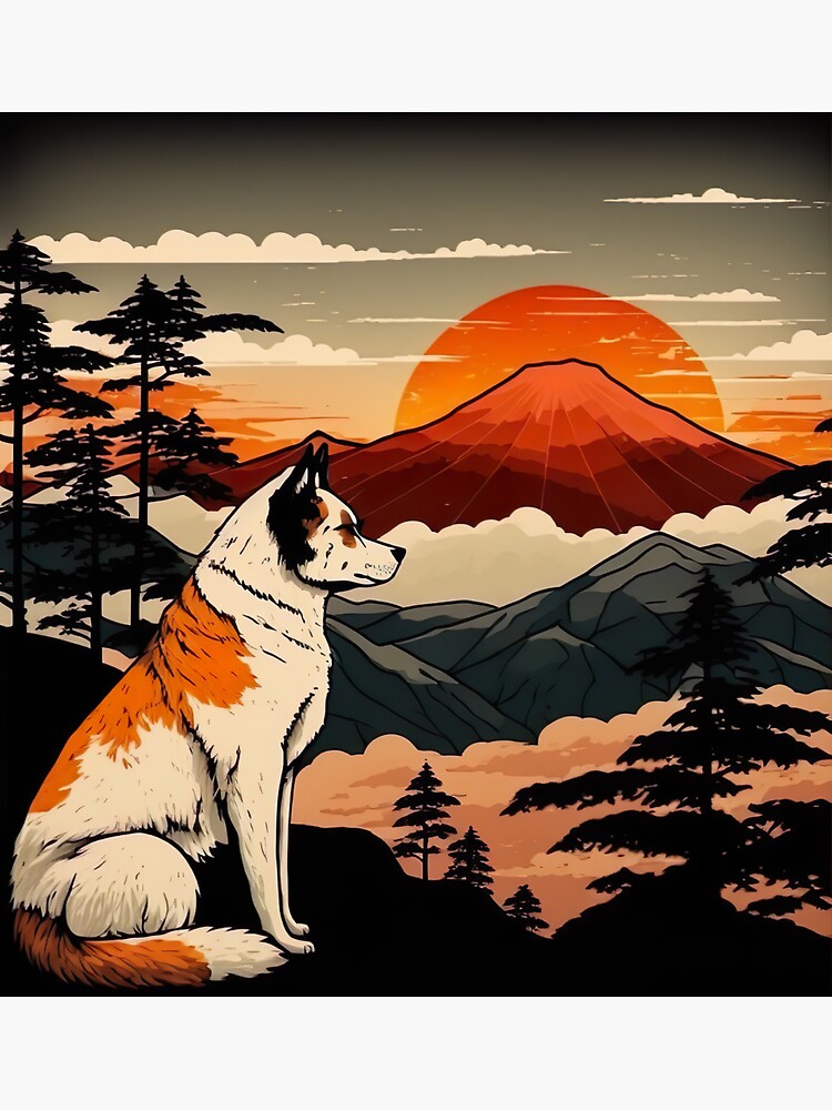 "Akita Inu Japanese Art" Sticker for Sale by Makoto-Styl | Redbubble