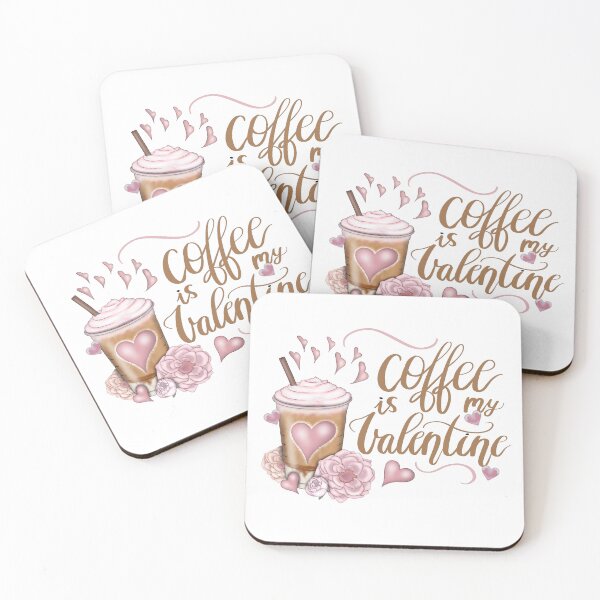 Item preview, Coffee Is My Valentine Pink Hearts designed and sold by HappyLifeCreate.