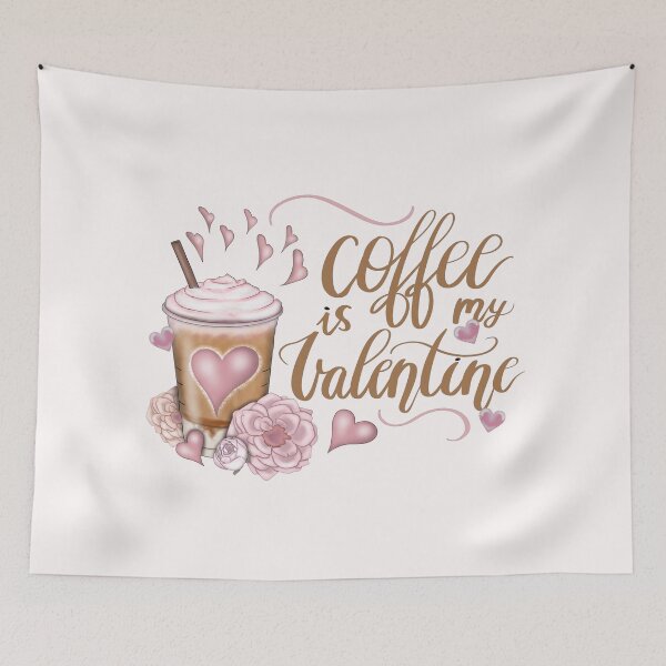 Item preview, Coffee Is My Valentine Pink Hearts designed and sold by HappyLifeCreate.