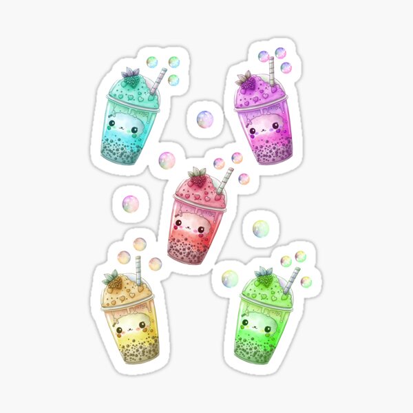 Vista previa del artículo con la obra «Boba Tea Bubble Kawaii Día de San Valentín», diseñado y vendido por franktact.