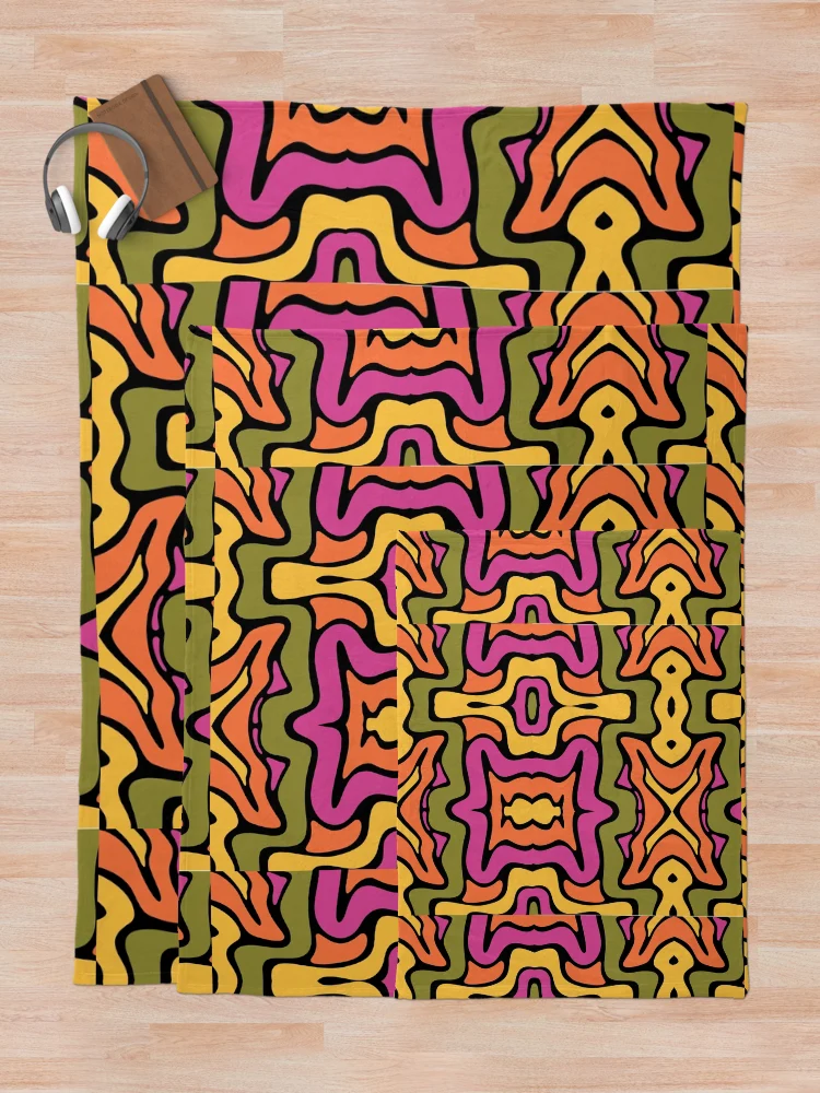 Thumbnail 5 of 6, Throw Blanket, Retro Liquid Pattern designed and sold by SAM FRITA.