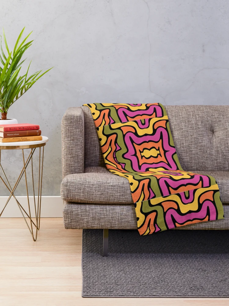 Thumbnail 2 of 6, Throw Blanket, Retro Liquid Pattern designed and sold by SAM FRITA.