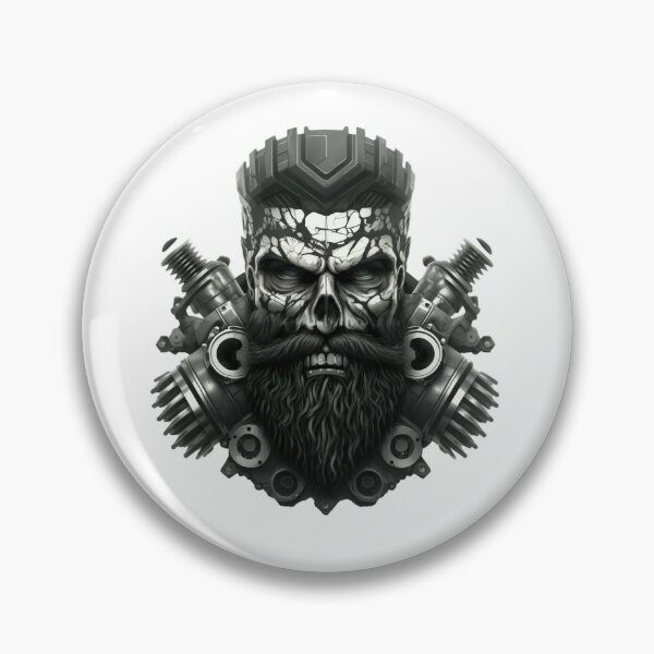 Item preview, SKULL BEARD DARK STYLE EPIC SINISTER ROCK PISTONS MOTOR MOTORCYCLE CAR designed and sold by ogirdorgraphics.
