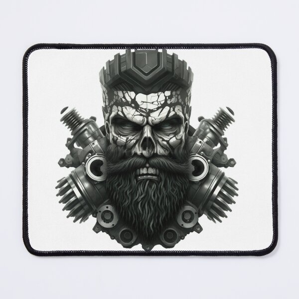 Item preview, SKULL BEARD DARK STYLE EPIC SINISTER ROCK PISTONS MOTOR MOTORCYCLE CAR designed and sold by ogirdorgraphics.