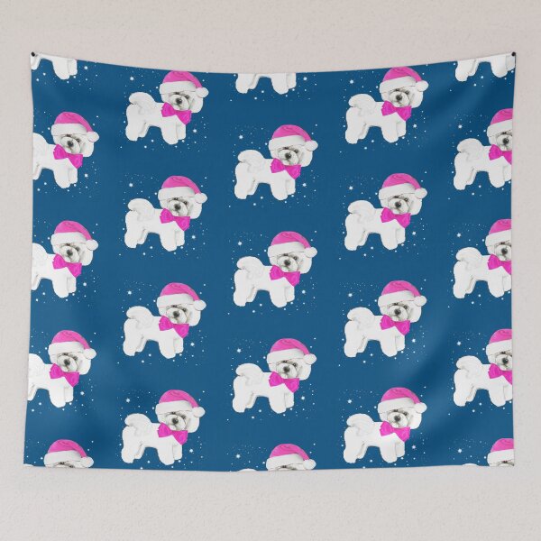 Item preview, Bichon Frise dog in a pink Christmas Santa Hat designed and sold by MagentaRose.