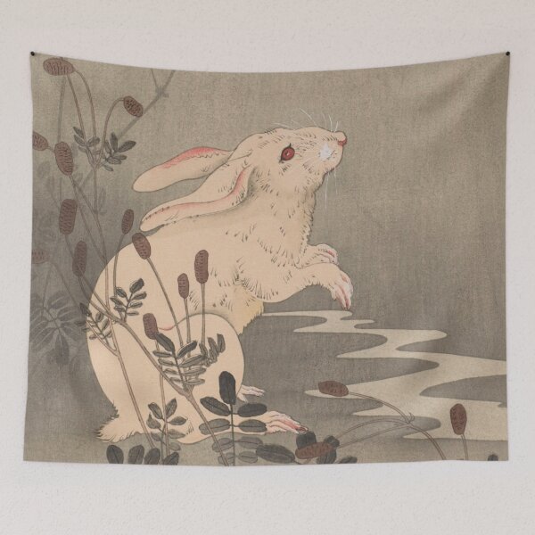 Item preview, Rabbit in moonlight by Ohara Koson HD designed and sold by IliaLobell.