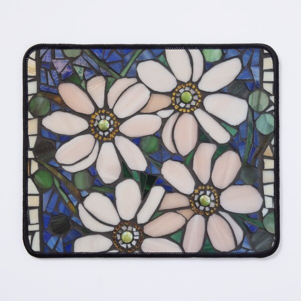 Item preview, Pink Japanese anemones made of stained glass in a mosaic designed and sold by suespaintroom.