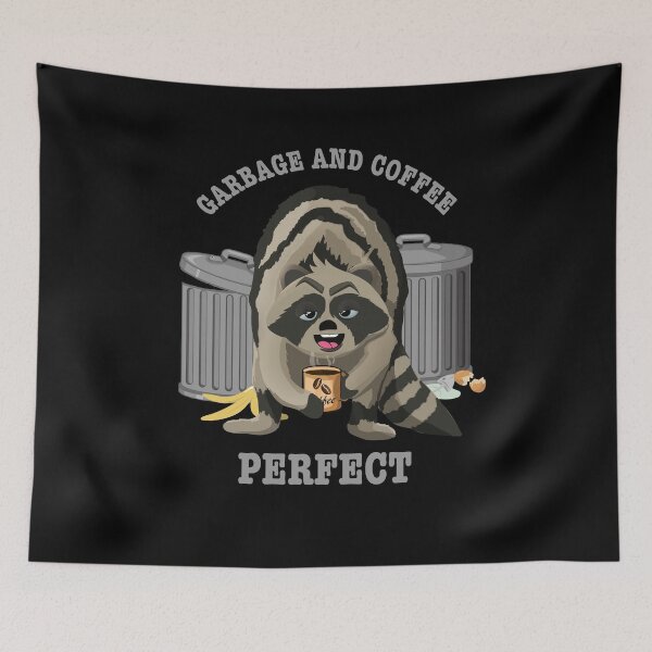 Item preview, Funny garbage and  Coffee raccoon illustration  designed and sold by TipTopTapo.