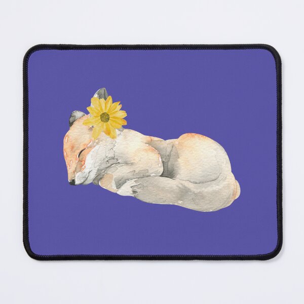 Item preview, Fox and Floral Watercolor, Cute Red Fox Cub With Yellow Watercolor Flower, Sleeping Peacefully, Foxcub designed and sold by Flowerartlovers.
