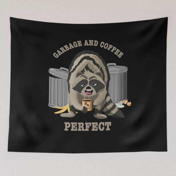 Item preview, Funny garbage and  Coffee raccoon illustration  designed and sold by TipTopTapo.