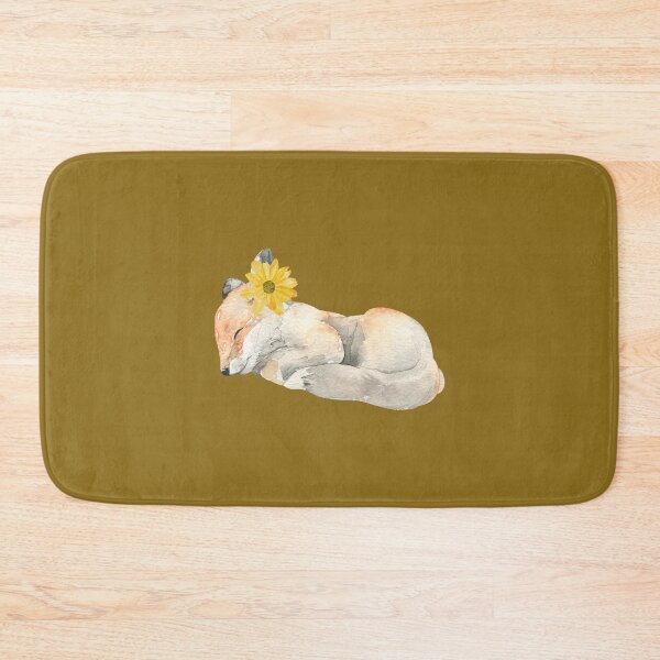 Item preview, Fox and Floral Watercolor, Cute Red Fox Cub With Yellow Watercolor Flower, Sleeping Peacefully, Foxcub designed and sold by Flowerartlovers.