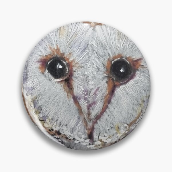 Item preview, A Barn Owl drawing on a black background  designed and sold by suespaintroom.