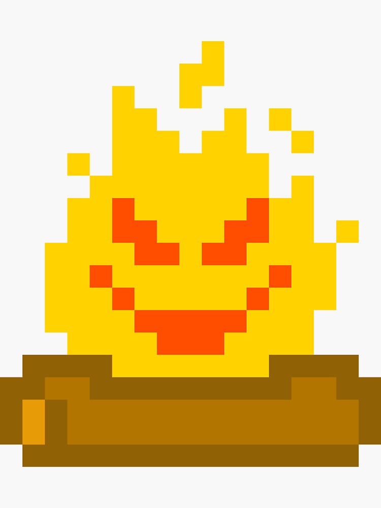 "Pixel Flame Face Pixel Art" Sticker for Sale by njsyl Redbubble