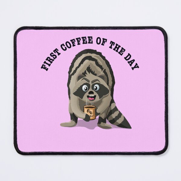 Item preview, First coffee of the day buzzing Coffee raccoon  designed and sold by TipTopTapo.