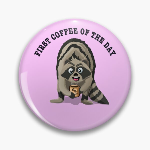 Item preview, First coffee of the day buzzing Coffee raccoon  designed and sold by TipTopTapo.