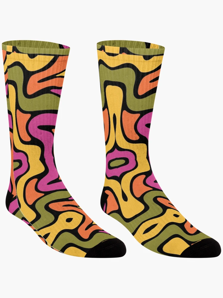 Thumbnail 3 of 5, Socks, Retro Liquid Pattern designed and sold by SAM FRITA.