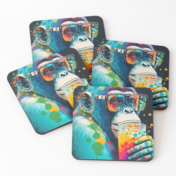 Item preview, Monkey in sunglasses with soda. designed and sold by ColorfulAnimals.
