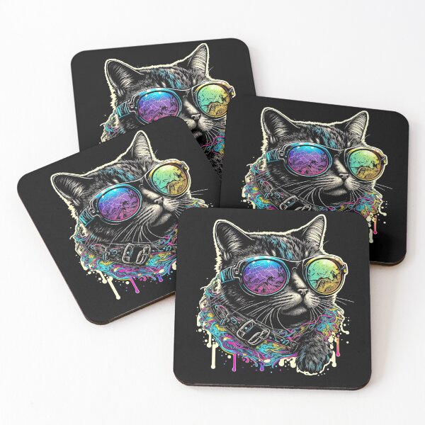 Item preview, Trippy psychedelic cat wearing sunglasses designed and sold by vladology.