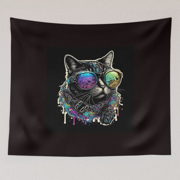 Item preview, Trippy psychedelic cat wearing sunglasses designed and sold by vladology.